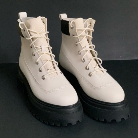 Timberland Sky Platform Chunky Boots Lace Up White 9.5 Round Toe Women - Picture 7 of 16